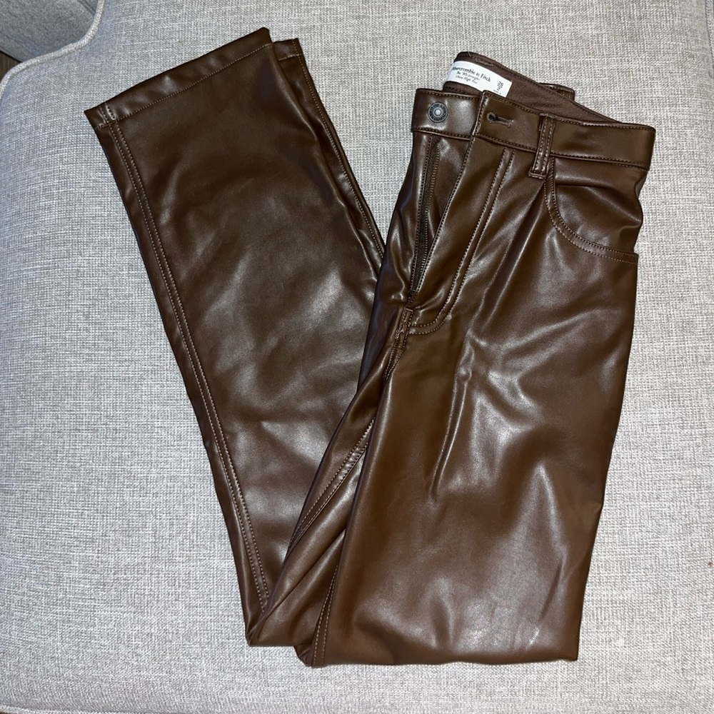 Brown leather pants from Abercrombie
